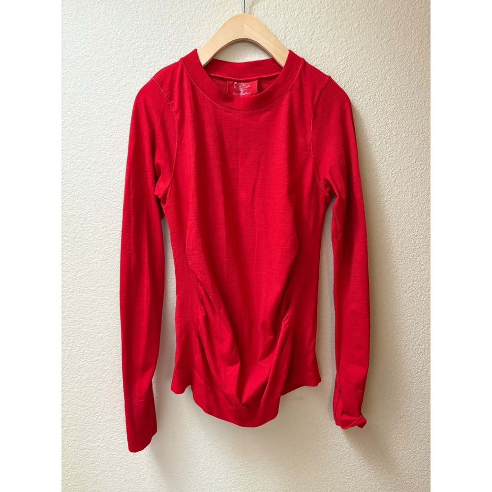 Athleta Speedlight Long Sleeve Top Red Mesh Knit Athletic Shirt Medium S/828581